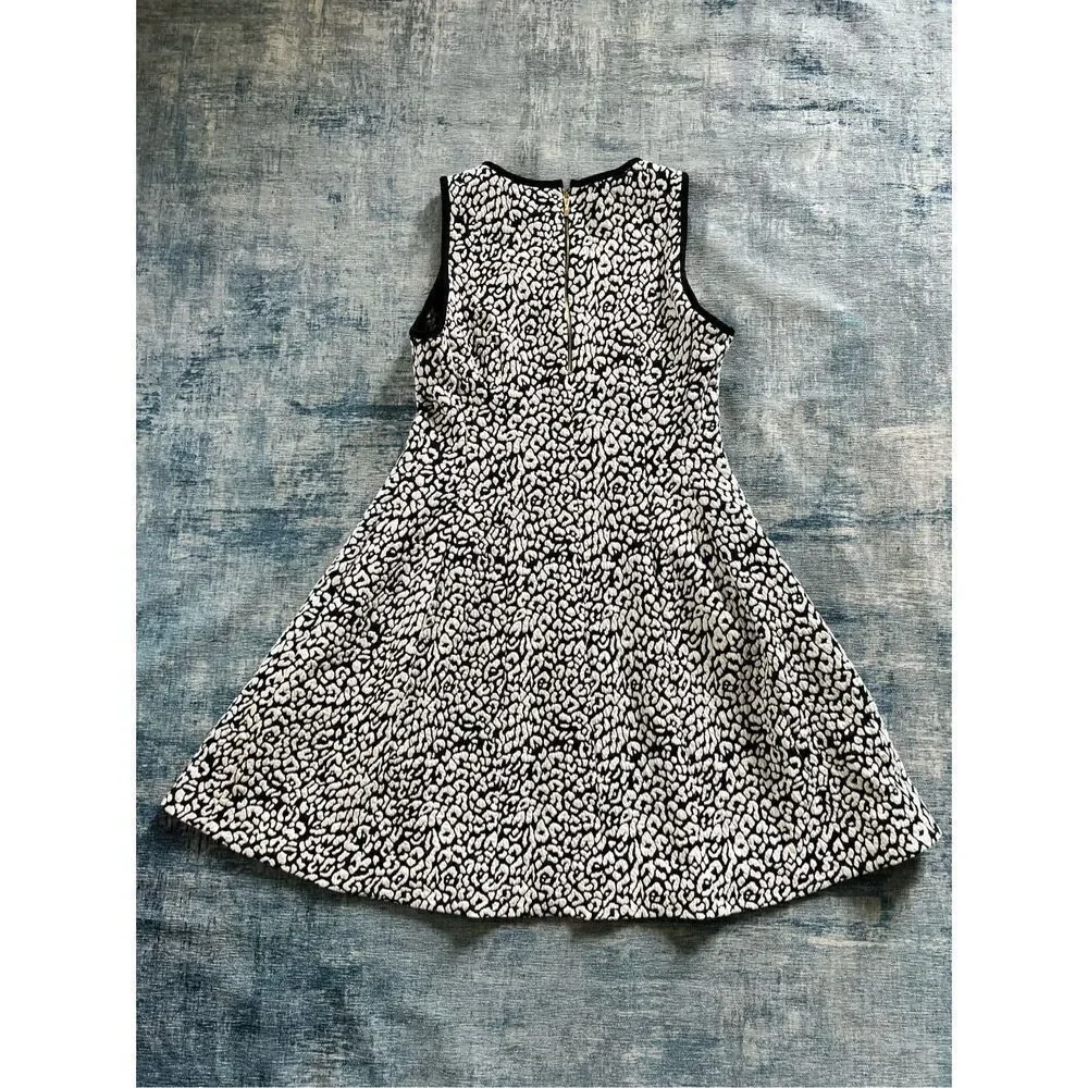 Kate Spade Black & White Leopard Print Textured Sleeveless Dress Size XL
